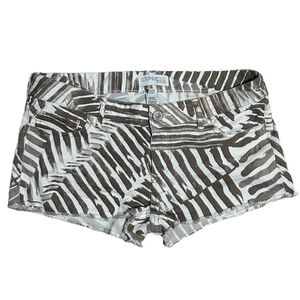 Women's Express Jeans Shorts Size 8 White Brown Zebra Print